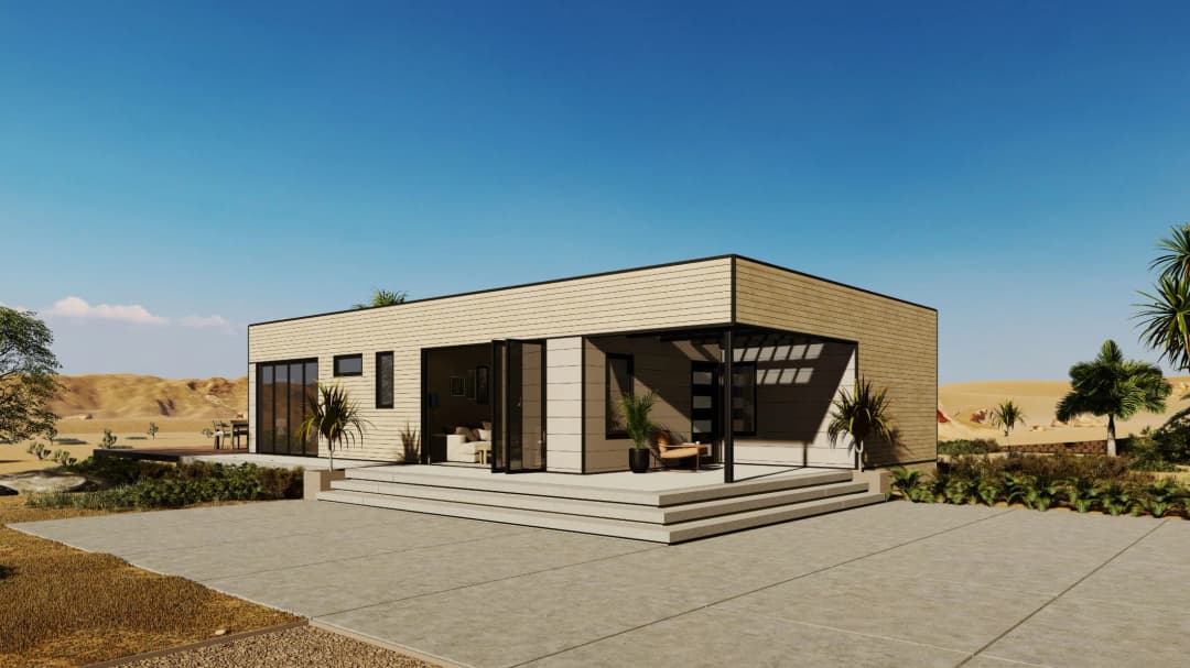 Model 18 hero, elevation, and exterior home features