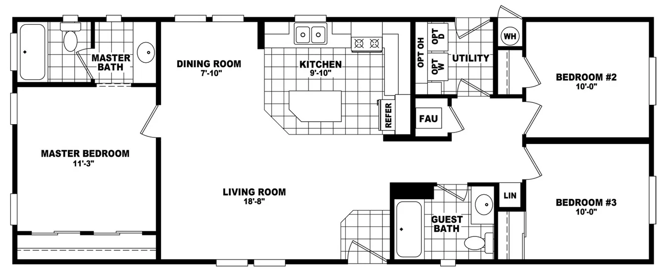20' wide homes 20523b floor plan home features