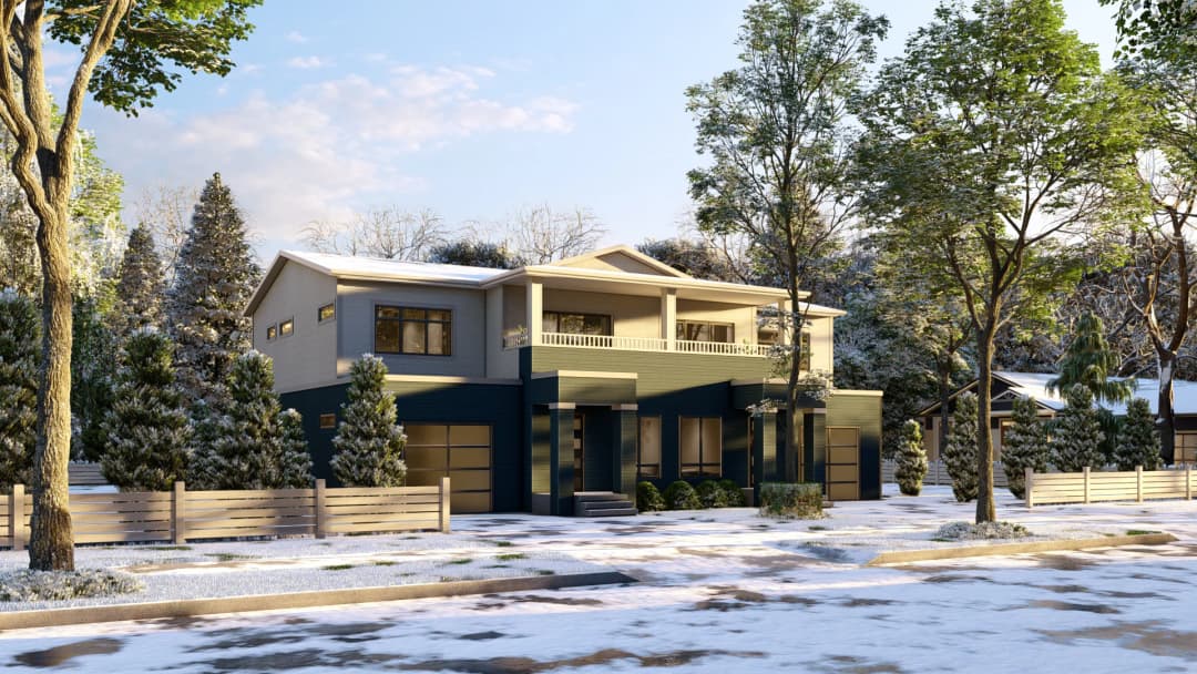 Multi family 2 hero, elevation, and exterior home features