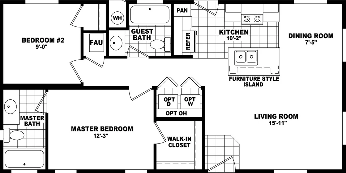 20' wide homes 20402a floor plan home features
