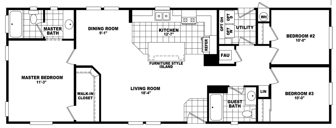 20' wide homes 20563b floor plan home features